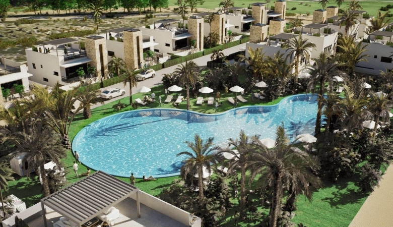 Villa de nueva construcción con 3 dormitorios, solárium privado y sótano en campo de golf en Mazarrón(Murcia)