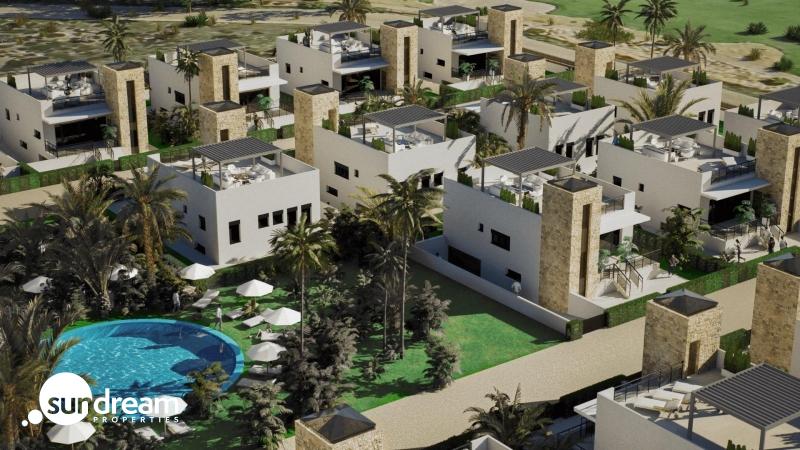 Villa de nueva construcción con 3 dormitorios, solárium privado y sótano en campo de golf en Mazarrón(Murcia)