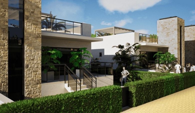 Villa de nueva construcción con 3 dormitorios, solárium privado y sótano en campo de golf en Mazarrón(Murcia)