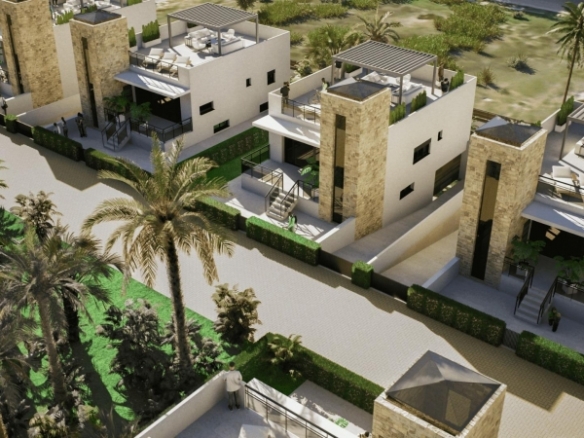 Villa de nueva construcción con 3 dormitorios, solárium privado y sótano en campo de golf en Mazarrón(Murcia)
