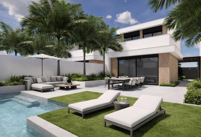 Villa de nueva construcción con 3 dormitorios y piscina privada en venta en Los Alcazares.