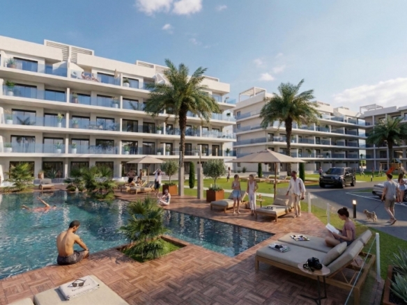 Apartamento moderno amueblado con 2 dormitorios en complejo redidencial de Guardamar
