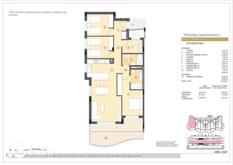 g_42834-9-11 Apartamento moderno de 3 dormitorios en complejo residencial exclusivo con vistas al mar en Finestrat