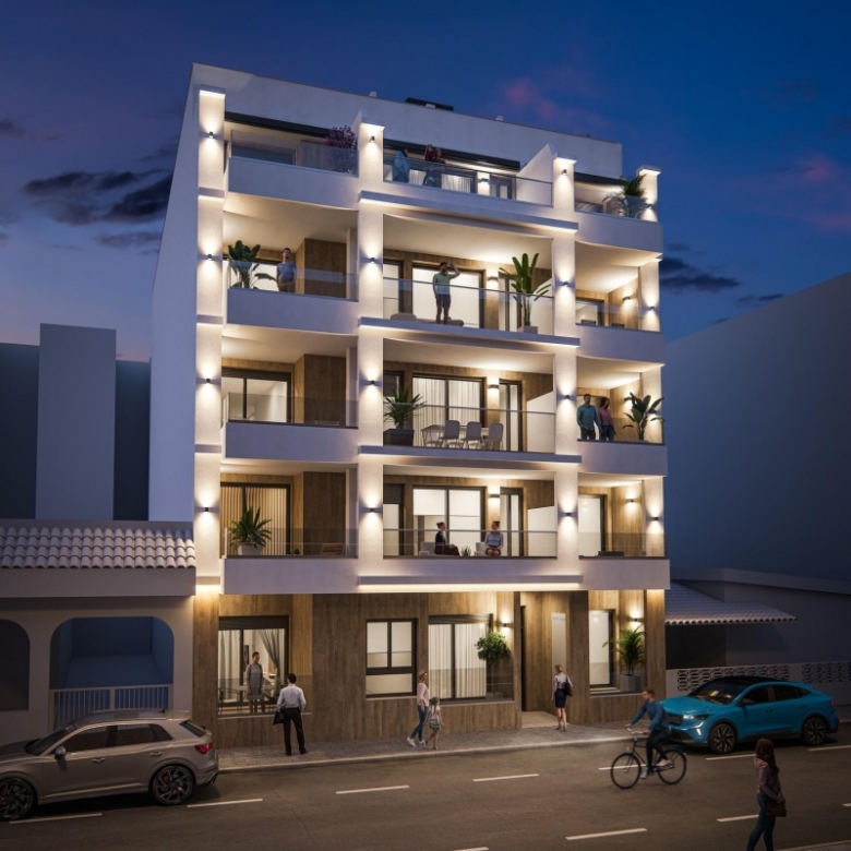 Apartamento moderno de nueva construcción con 2 dormitorios a solo 300m. de la Playa del Cura en Torrevieja.