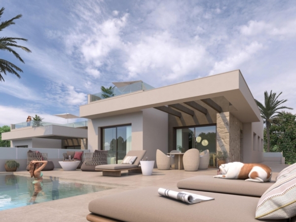 Villa de nueva construcción en una sola planta con 4 dormitorios y piscina privada a la venta en Benijófar