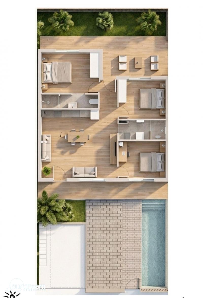 g_43041-17-5 Bungalow de planta baja con 3 dormitorios y piscina privada a 2 km de la playa a la venta en Pilar de la Horadada