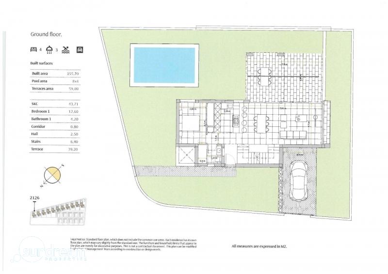 Villa de 4 dormitorios con piscina privada y vistas al golf en Algorfa
