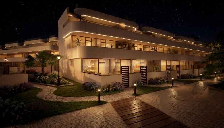 Apartamento turístico de lujo de 1 dormitorio con playa privada en primera línea de Vera Playa-Almería