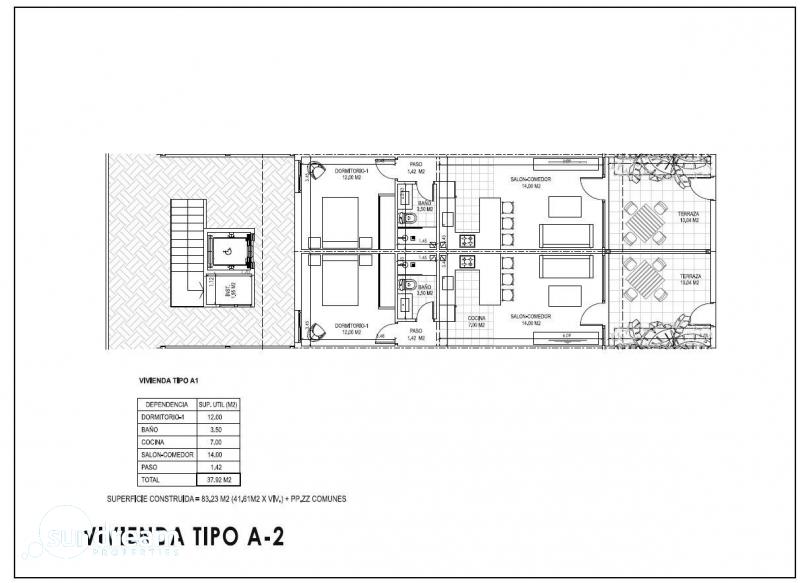 Apartamento turístico de lujo de 1 dormitorio con playa privada en primera línea de Vera Playa-Almería