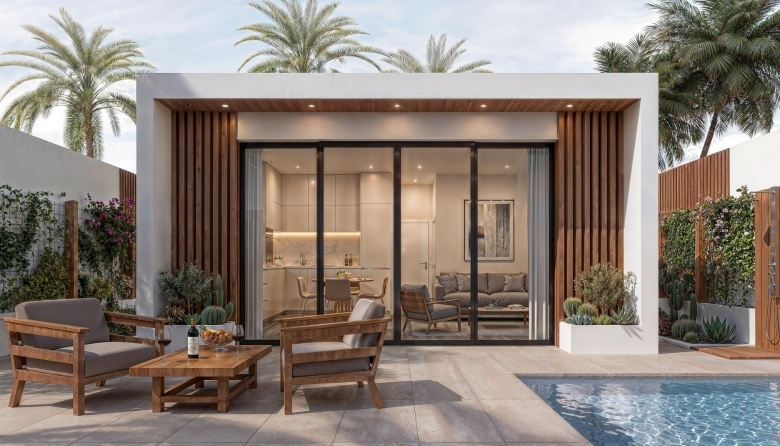 Apartamento turístico de lujo de 1 dormitorio con playa privada en primera línea de Vera Playa-Almería