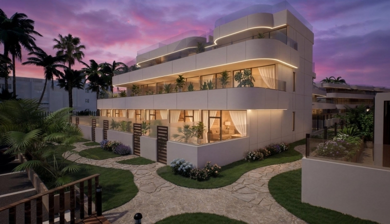 Apartamento turístico de lujo de 1 dormitorio con playa privada en primera línea de Vera Playa-Almería