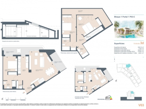 Ático de 3 dormitorios a la venta a tan solo 800m de la playa del centro y del puerto en Jávea