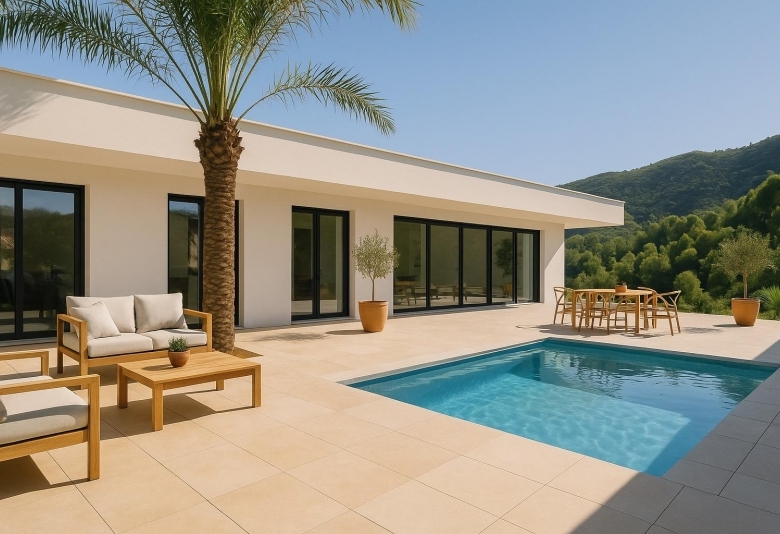 Villa de 3 dormitorios con piscina privada y vistas abiertas a la montaña en Pedreguer(Alicante)