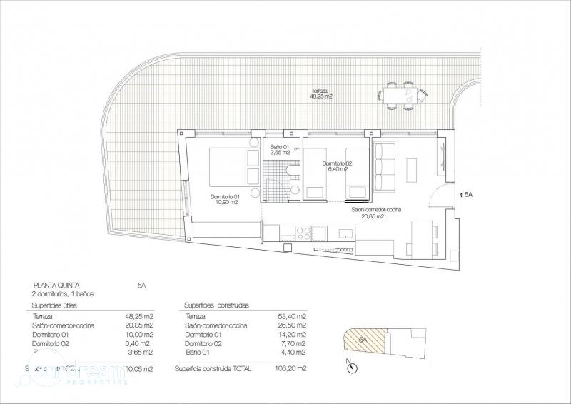 g_43220-13-25 Ático llave en mano de 2 dormitorios con amplia terraza a 50m de la playa a la venta en Torrevieja