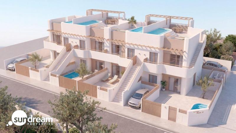 Bungalow de planta baja de 2 dormitorios con piscina privada a la venta en Pilar de la Horadada