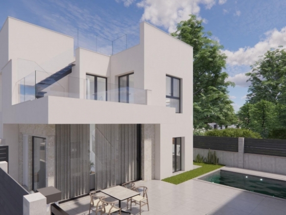Villa independiente de nueva construcción con 4 dormitorios y piscina privada en Los Montesinos(Alicante)