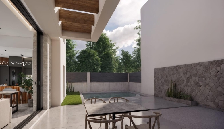 Villa independiente de nueva construcción con 4 dormitorios y piscina privada en Los Montesinos(Alicante)