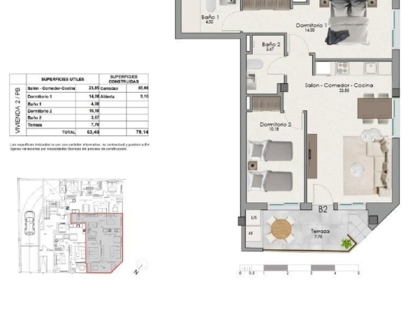 Apartamento de 2 dormitorios a 600 metros de la playa a la venta en Santa Pola