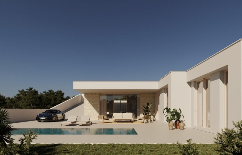 Villa exclusiva en una planta con 4 dormitorios y piscina privada a la venta en Polop(Alicante)