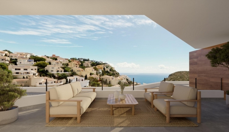 Ático de 2 dormitorios con estupendas vistas panorámicas al mar mediterráneo en Benitatxell