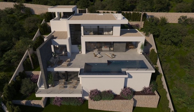 Exclusiva villa moderna de 3 dormitorios con piscina privada y vistas al mar en venta – Benitachell(Alicante)