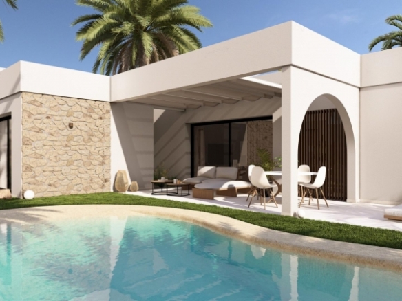 Villa de 3 dormitorios de nueva construcción con piscina privada en resort de golf en Murcia