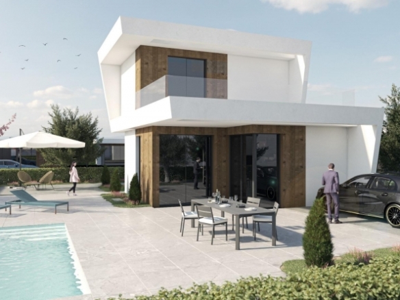 Villa de nueva construcción de 3 dormitorios con piscina privada y vistas a la montaña en campo de golf(Murcia)
