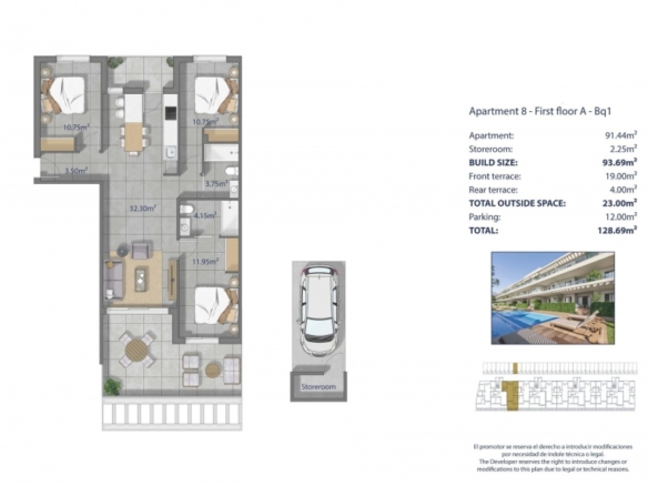 Apartamento de 3 dormitorios a 250m de la playa a la venta en Los Alcázares(Murcia)