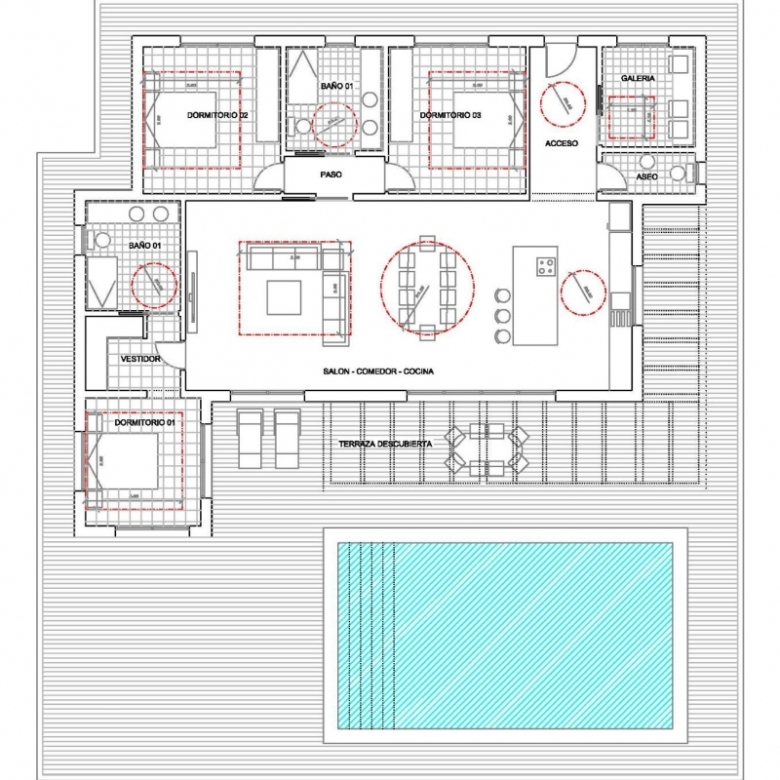 Villa de nueva construcción en una sola planta con 3 dormitorios y piscina privada en Pinoso(Alicante)