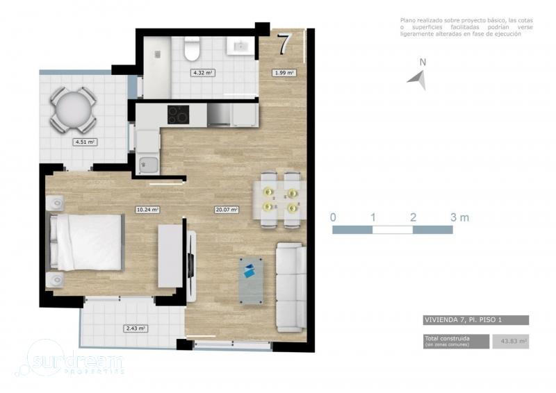 g_43519-44-18 Apartamento de 1 dormitorio a 800m de la playa y el paseo marítimo en Torrevieja(Alicante)