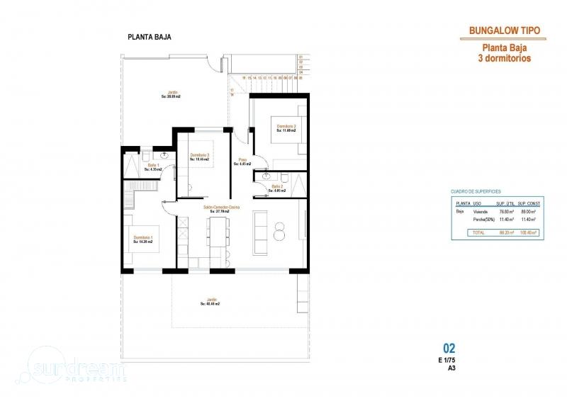 g_43530-6-11 Bungalow de planta baja con 3 dormitorios a la venta en Condado de Alhama Golf Resort, Murcia