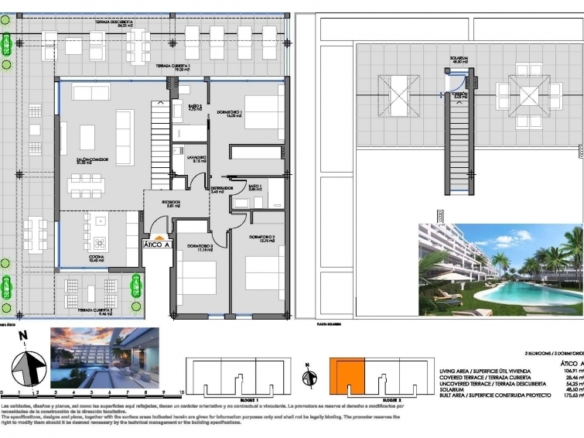 Ático de 3 dormitorios con amplia terraza y solarium en Mar de Cristal(Cartagena)