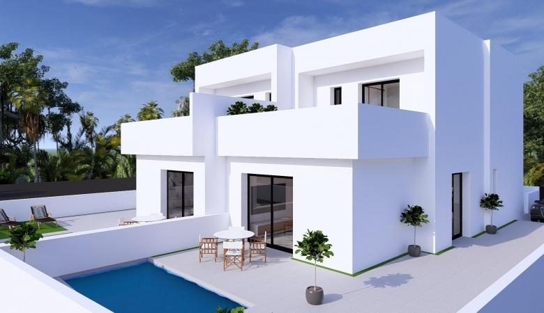 Villa pareada de 3 dormitorios con piscina privada a la venta en Daya Nueva(Alicante)