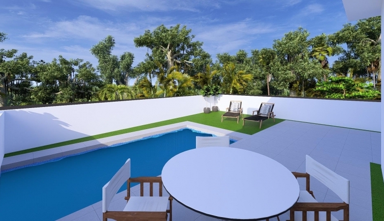 Villa pareada de 3 dormitorios con piscina privada a la venta en Daya Nueva(Alicante)
