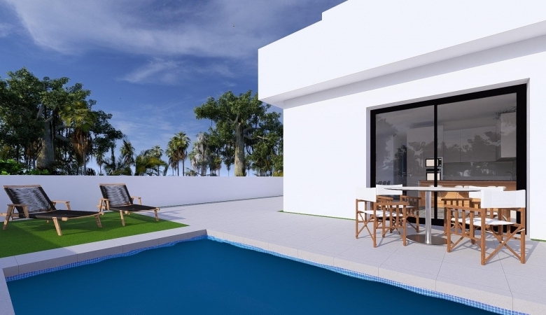 Villa pareada de 3 dormitorios con piscina privada a la venta en Daya Nueva(Alicante)