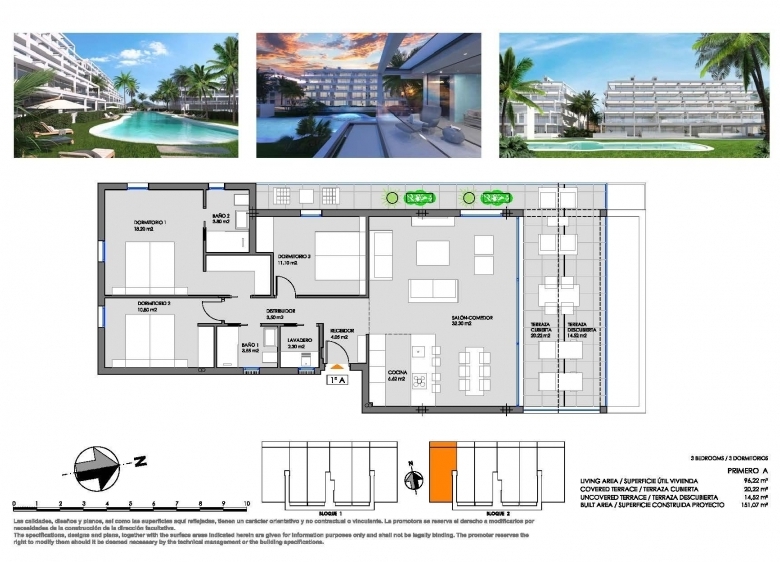 Apartamento moderno de 3 dormitorios en complejo residencial a la venta en Mar de Cristal(Cartagena)