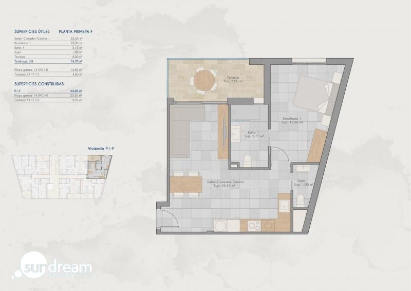 Apartamento de 1 dormitorio a escasos pasos de la playa a la venta en Lo Pagan (San Pedro del Pinatar)