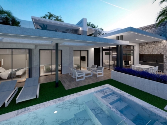 Villas obra nueva en venta con piscina en Torre Pacheco