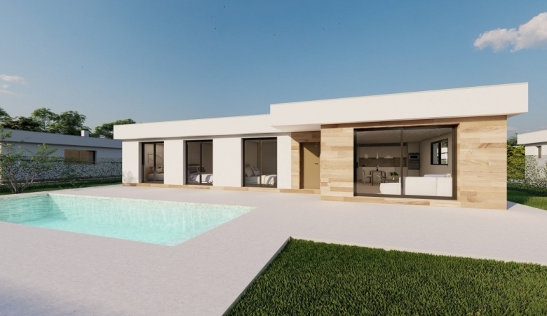 MAGNIFICA VILLA EN UNA PLANTA DE NUEVA CONSTRUCCIÓN CON PISCINA PRIVADA Y GRAN PARCELA EN CALASPARRA