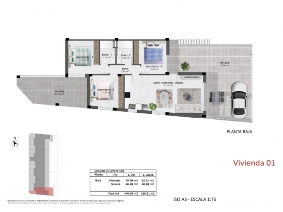 APARTAMENTO EN PLANTA BAJA DE 3 DORM. EN PILAR DE LA HORADADA