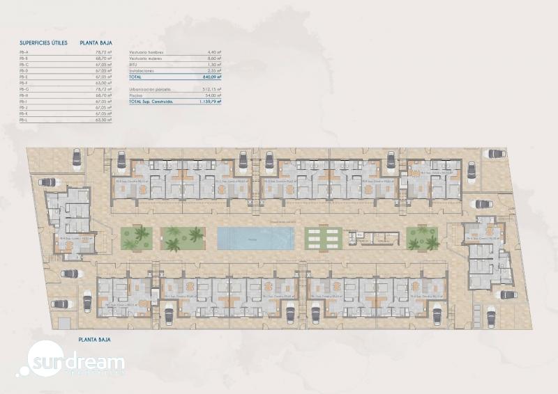 Bungalow de planta alta de 2 dormitorios a la venta con solarium privado en Torre-Pacheco(Murcia)