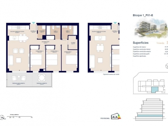 Apartamento de 3 dormitorios de nueva construcción a la venta en Villajoyosa.