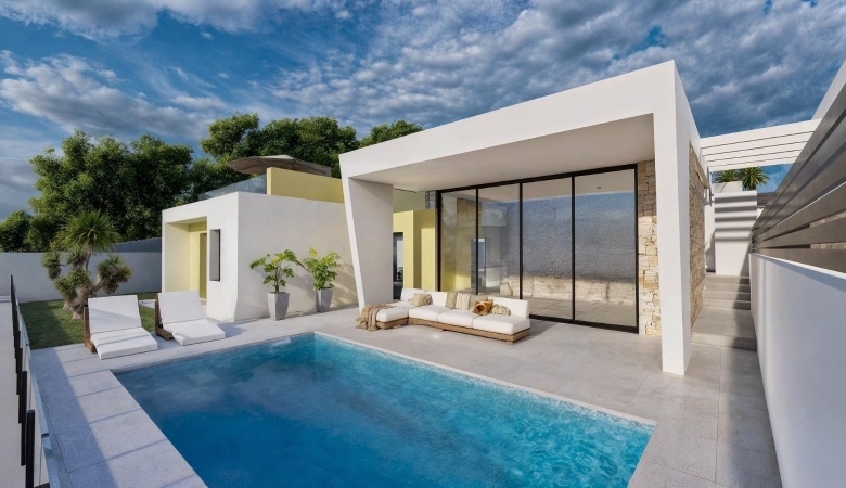 Chalet de una planta con 3 dormitorios y piscina privada en Torrevieja