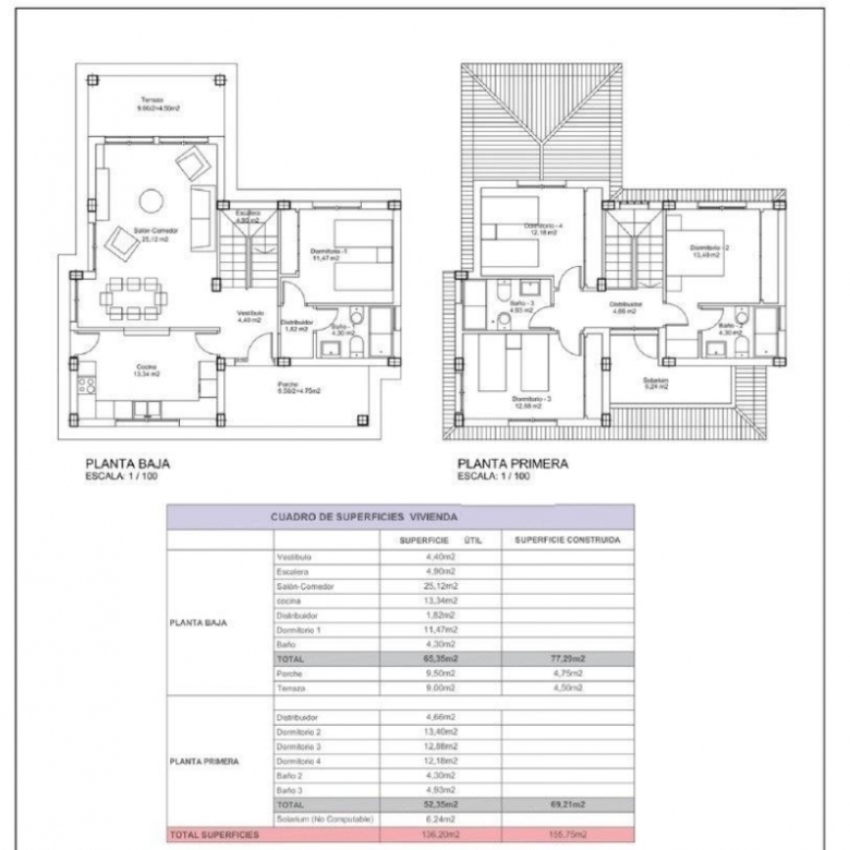 Villa de 4 dormitorios de nueva construcción con solarium y  gran parcela en Lorca