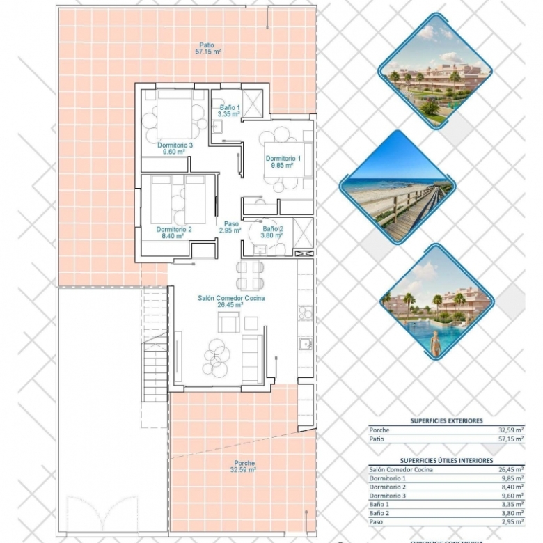 Bungalow en venta piscina y garaje Pilar de la Horadada