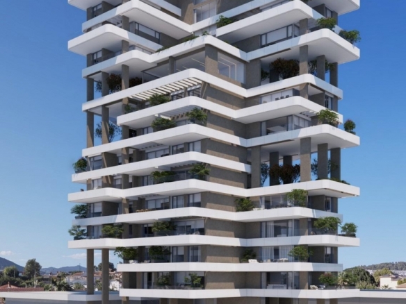 Apartamento de lujo de nueva construcción con 3 dormitorios con vistas al mar a la venta en Calpe, Costa Blanca
