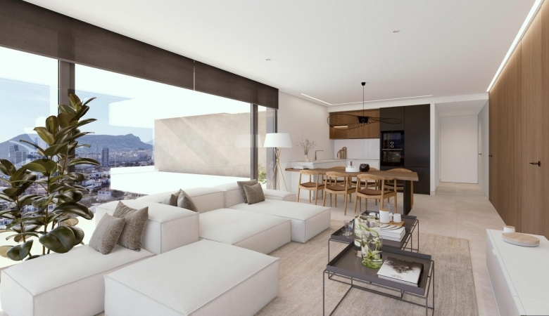Apartamento de lujo de nueva construcción con 3 dormitorios con vistas al mar a la venta en Calpe, Costa Blanca