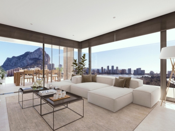 Apartamento de lujo de nueva construcción con 3 dormitorios con vistas al mar a la venta en Calpe, Costa Blanca