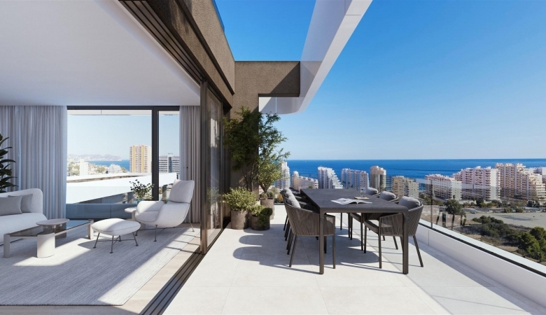 Apartamento de lujo de nueva construcción con 3 dormitorios con vistas al mar a la venta en Calpe, Costa Blanca