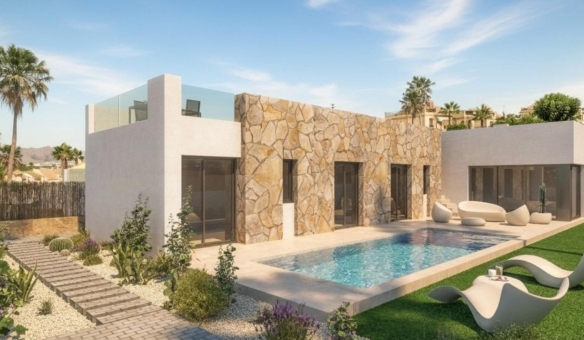 Villa de nueva construcción con 3 dormitorios y piscina privada a la venta en La Finca Golf(Algorfa)